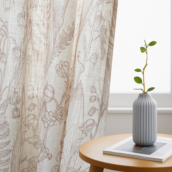 Béžový/svetlohnedý záves 135x250 cm Selvetia – Restilo-image-2