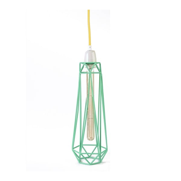 Svietidlo so zeleným tienidlom a žltým káblom Filament Style Diamond #2