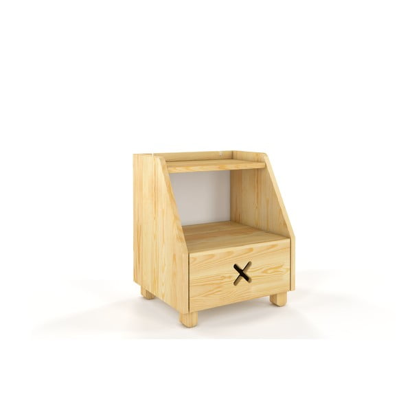 Nočný stolík z borovicového dreva so zásuvkou a policou Skandica Visby Ustka