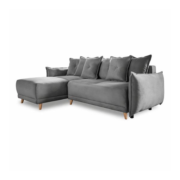 Sivá menčestrová rozkladacia rohová pohovka (variabilná) Lazy Lukka – Miuform