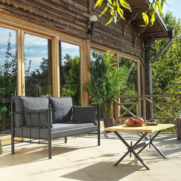 Záhradná lounge súprava v čiernej a tmavosivej farbe pre 4 Lalas – Floriane Garden-image-1