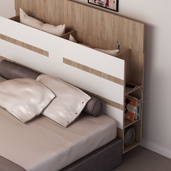 Čelo postele s úložným priestorom s bielym detailom Homitis Eddo-image-1