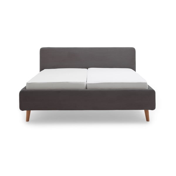 Tmavosivá čalúnená dvojlôžková posteľ s úložným priestorom s roštom 160x200 cm Mattis Cord – Meise Möbel-image-2