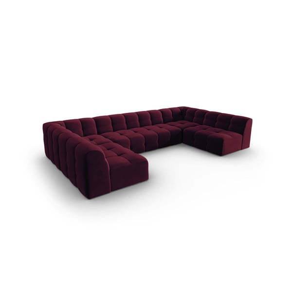 Vínovočervená zamatová rohová pohovka (do "U") Kendal - Micadoni Home-image-3