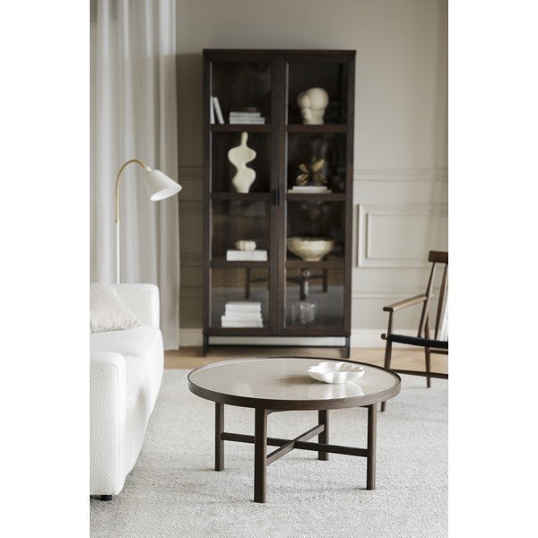 Tmavohnedý okrúhly konferenčný stolík s keramickou doskou 90x90 cm Marsden – Rowico-image-4