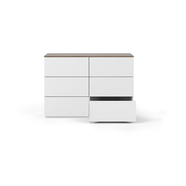 Biela komoda so šuplíkmi a doskou v orechovom dekore, 120 x 84 cm Join - TemaHome-image-3