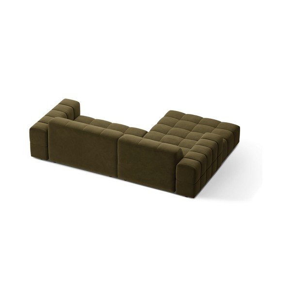 Khaki zamatová rohová pohovka (ľavý roh/s leňoškou) Chicago – Cosmopolitan Design-image-2