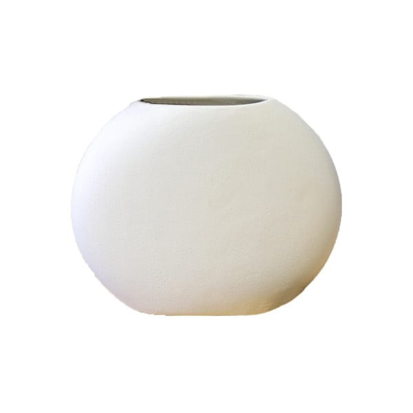 Biela ovalná keramická váza Rulina Flat, výška 21 cm