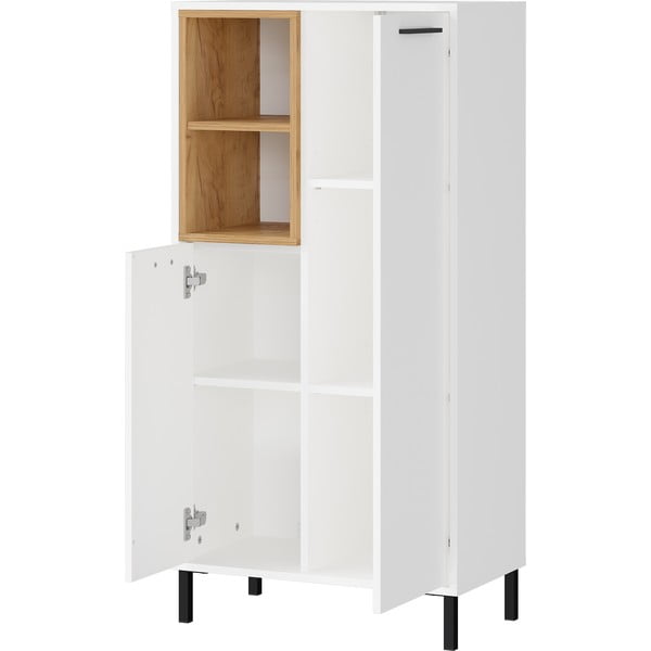 Biela vysoká kúpeľňová skrinka v dekore duba 59x118 cm Loria - Germania-image-2