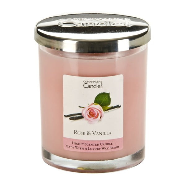 Aromatická sviečka s vôňou ruže a vanilky Copenhagen Candles, doba horenia 40 hodín