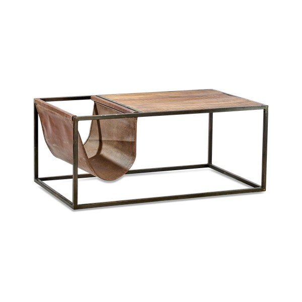 Konferenčný stolík z mangového dreva a kože Nkuku Alera-image-2