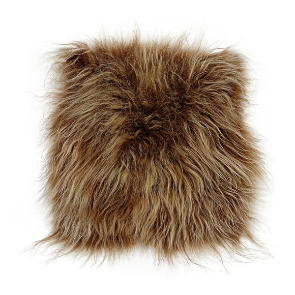 Hnedý kožušinový podsedák s dlhým vlasom Arctic Fur Eglé, 37 × 37 cm