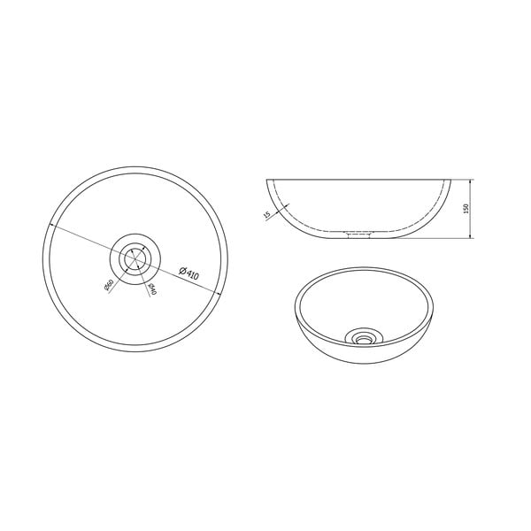 Modré/sivé keramické okrúhle umývadlo ø 41 cm Priori – Sapho-image-3