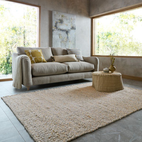 Žltý/svetlosivý ručne tkaný koberec 120x170 cm Finley – Flair Rugs-image-1