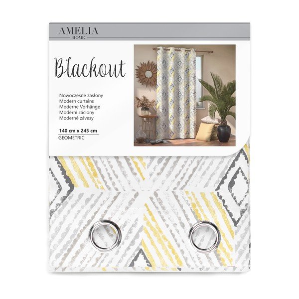 Záves AmeliaHome Geometric Grey, 140 x 245 cm-image-3
