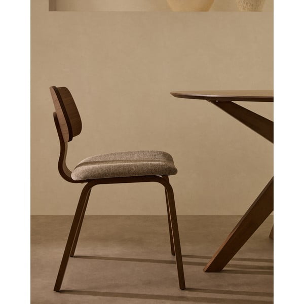 Béžová/tmavohnedá jedálenská stolička v dekore orecha Gena – Kave Home-image-2