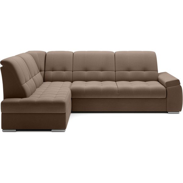 Hnedá zamatová rozkladacia/s úložným priestorom rohová pohovka (ľavý roh/do L) Sado – ELTAP-image-2