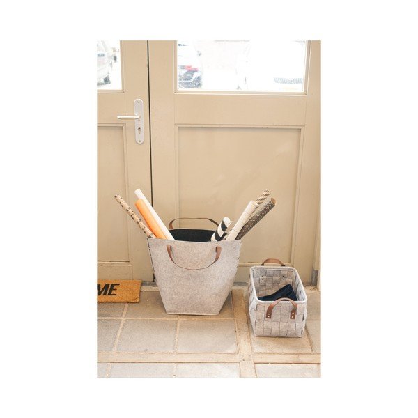 Svetlosivý úložný košík s koženými úchytmi PT LIVING Storage, dĺžka 38 cm-image-3