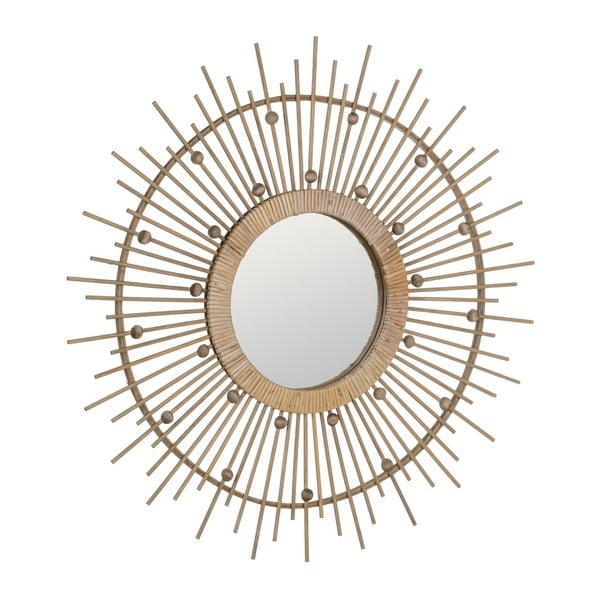 Nástenné zrkadlo s bambusovým rámom ø 70 cm Sol – Ixia-image-4