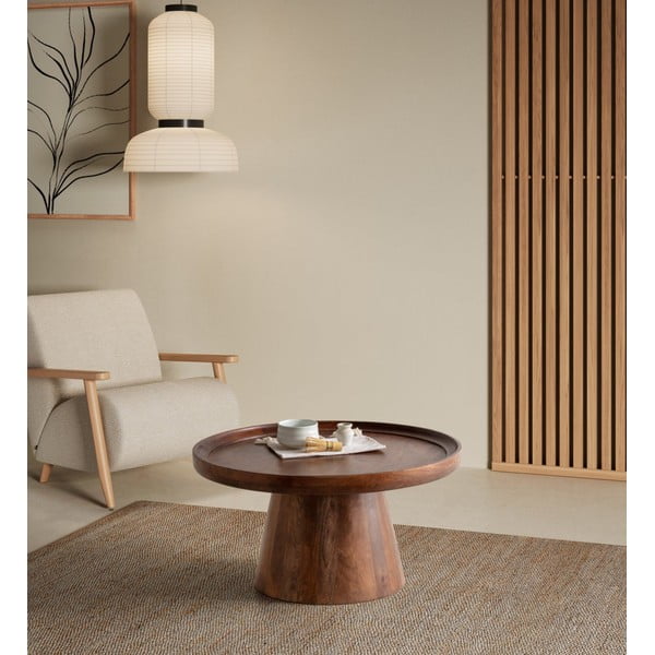 Tmavohnedý okrúhly konferenčný stolík z mangového dreva ø 80 cm Rose – MOME-image-1