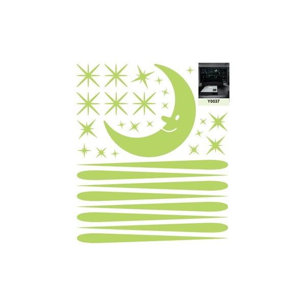 Nástenné samolepky svietiace v tme Ambiance Moon And Falling Stars-image-1