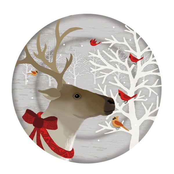 Sklenený tanier s vianočným motívom PPD Xmas Plate Deer Friends Duro, ⌀ 32 cm