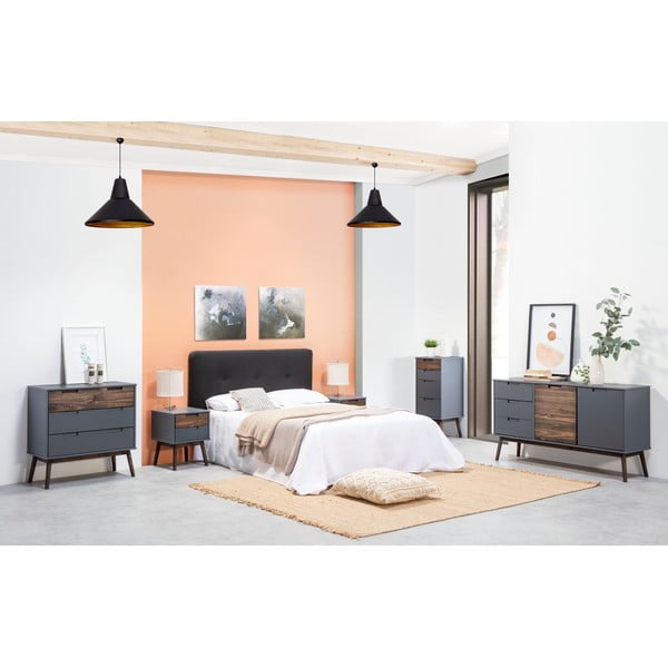 Antracitová/tmavohnedá vysoká komoda z borovicového dreva 80x82 cm Nussa – Marckeric-image-1