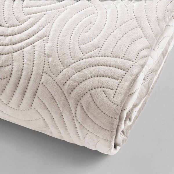 Krémová zamatová súprava prikrývky a obliečky na vankúš 240x260 cm Solange – douceur d'intérieur-image-2