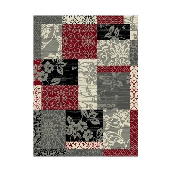 Červeno-sivý koberec Hanse Home Prime Pile Flower, 150 × 80 cm