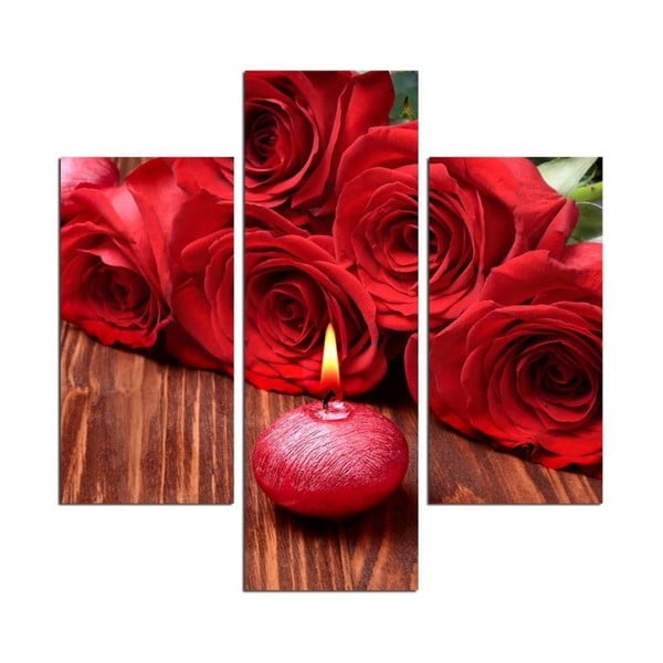 Červený viacdielny obraz Mustaka Rose, 64 x 60 cm