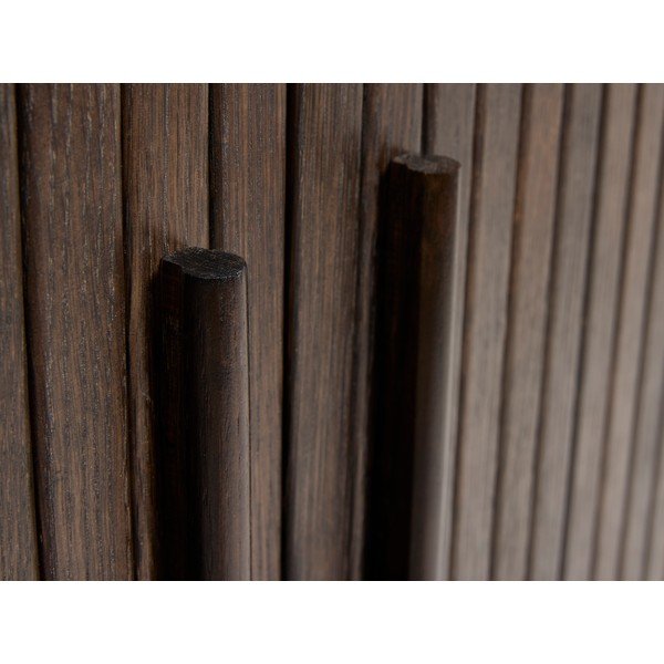 Skrinka v dekore duba s posuvnými dverami v tmavo prírodnej farbe 100x118x40 cm Meta – Unique Furniture-image-4