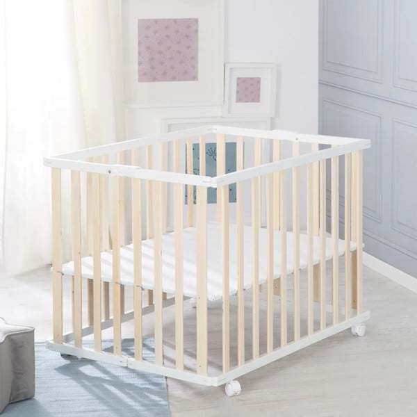 Detská ohrádka v bielo-prírodnej farbe 100x75 cm – Roba-image-4