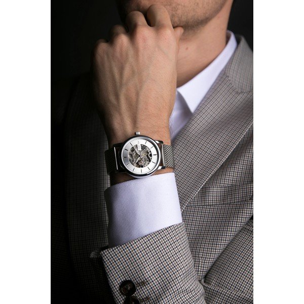 Pánske hodinky s remienkom z antikoro ocele v striebornej farbe Walter Bach Randy-image-3