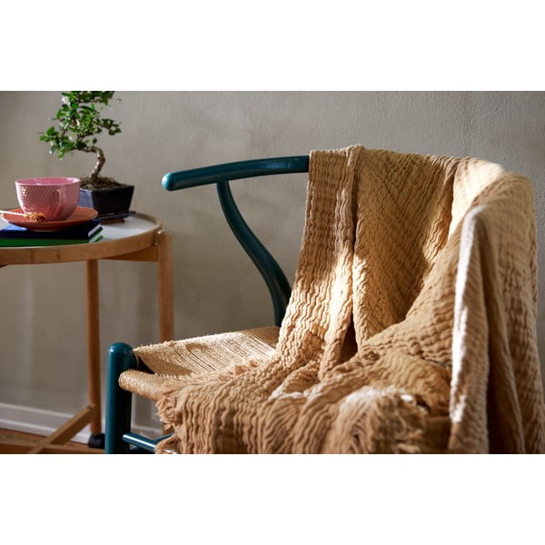 Béžový pléd na dvojlôžko 240x260 cm Reloved - JUNA-image-3