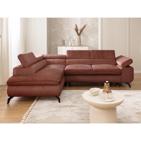 Menčestrová rohová pohovka v terakotovej farbe (ľavý roh/do L) Marbeya  – Ropez-image-4