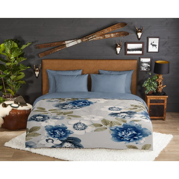 Modro-sivé flanelové obliečky na jednolôžko 140x200 cm Gabin – Good Morning-image-1