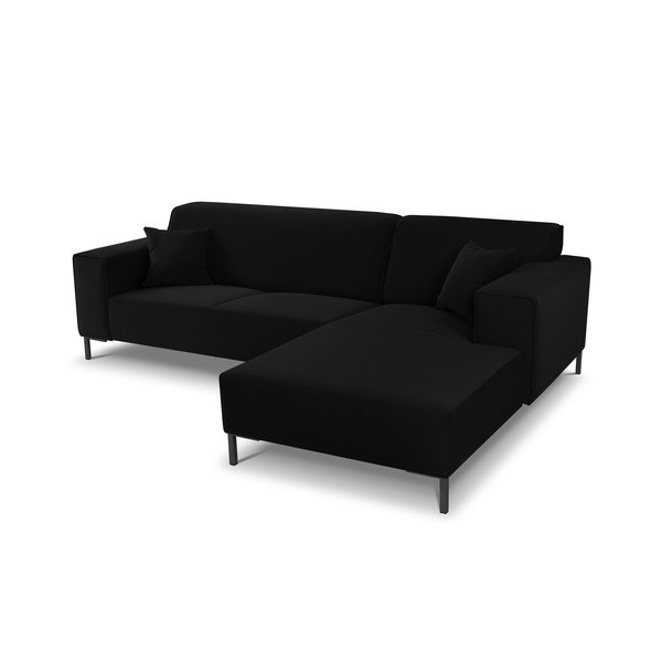 Čierna zamatová rohová pohovka Cosmopolitan Design Siena, pravý roh-image-4