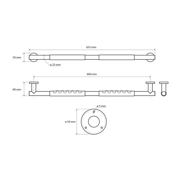 Nástenné madlo do kúpeľne z nehrdzavejúcej ocele 65,5 cm – Sapho-image-1