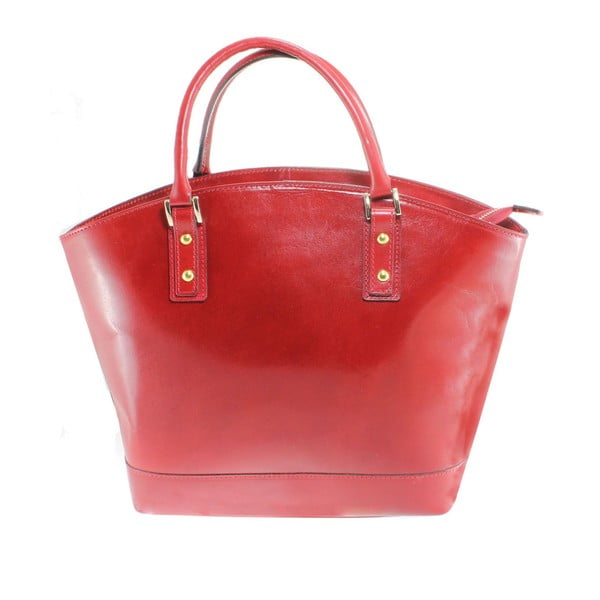 Červená kožená kabelka Chicca Borse Stefania