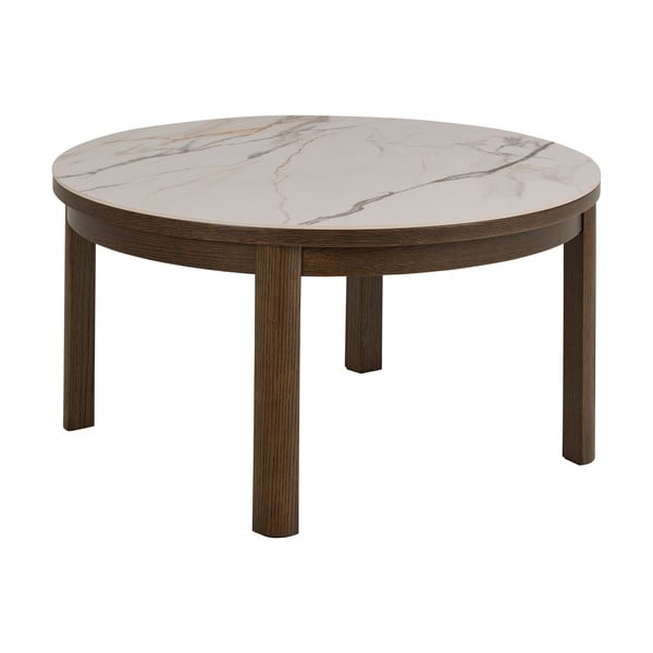 Béžový/tmavohnedý okrúhly konferenčný stolík s keramickou doskou ø 90 cm Southampton – Actona