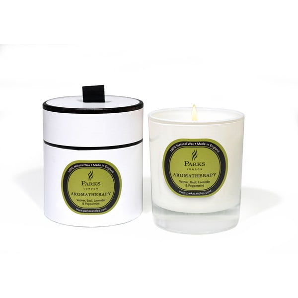 Sviečka s vôňou bazalky, levandule, mäty a vetiveru Parks Candles London Aromatherapy, 50 hodín horenia