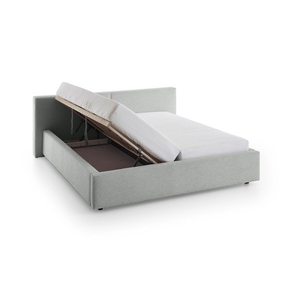 Sivá čalúnená dvojlôžková posteľ s úložným priestorom s roštom 160x200 cm Cube – Meise Möbel-image-4