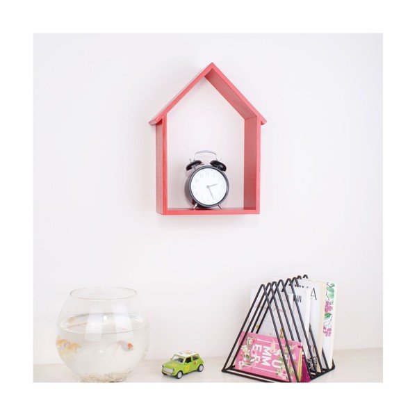 Červená drevená nástenná polička North Carolina Scandinavian Home Decors House-image-1