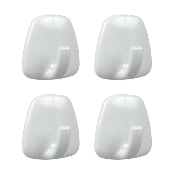 Biele plastové háčiky v súprave 4 ks bez vŕtania – Metaltex-image-1