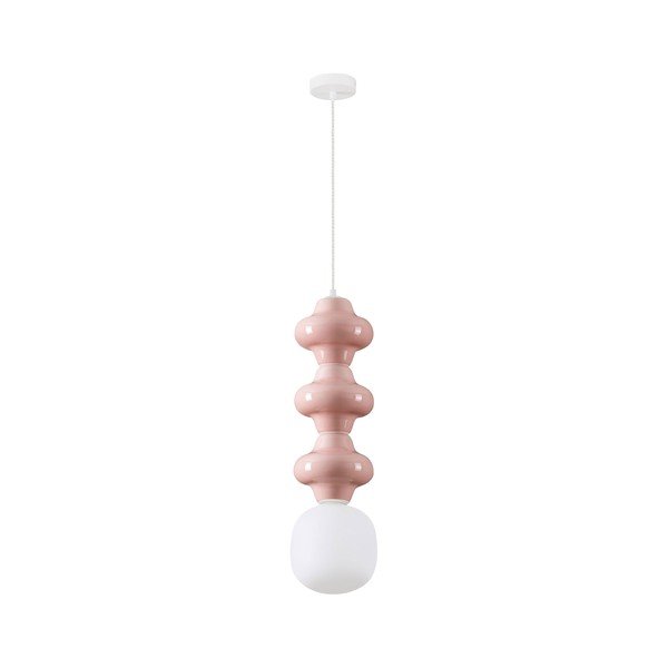 Biele/svetloružové keramické závesné svietidlo so skleneným tienidlom ø 18 cm Clio – Nova Luce