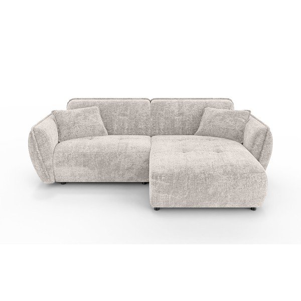 Béžová ženilková rohová pohovka (pravý roh/s leňoškou) Nelia – Ropez