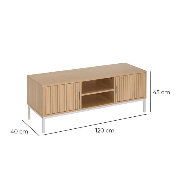 TV stolík v dekore duba v prírodnej farbe 120x45x40 cm Mid-Lines – Casa Selección-image-2