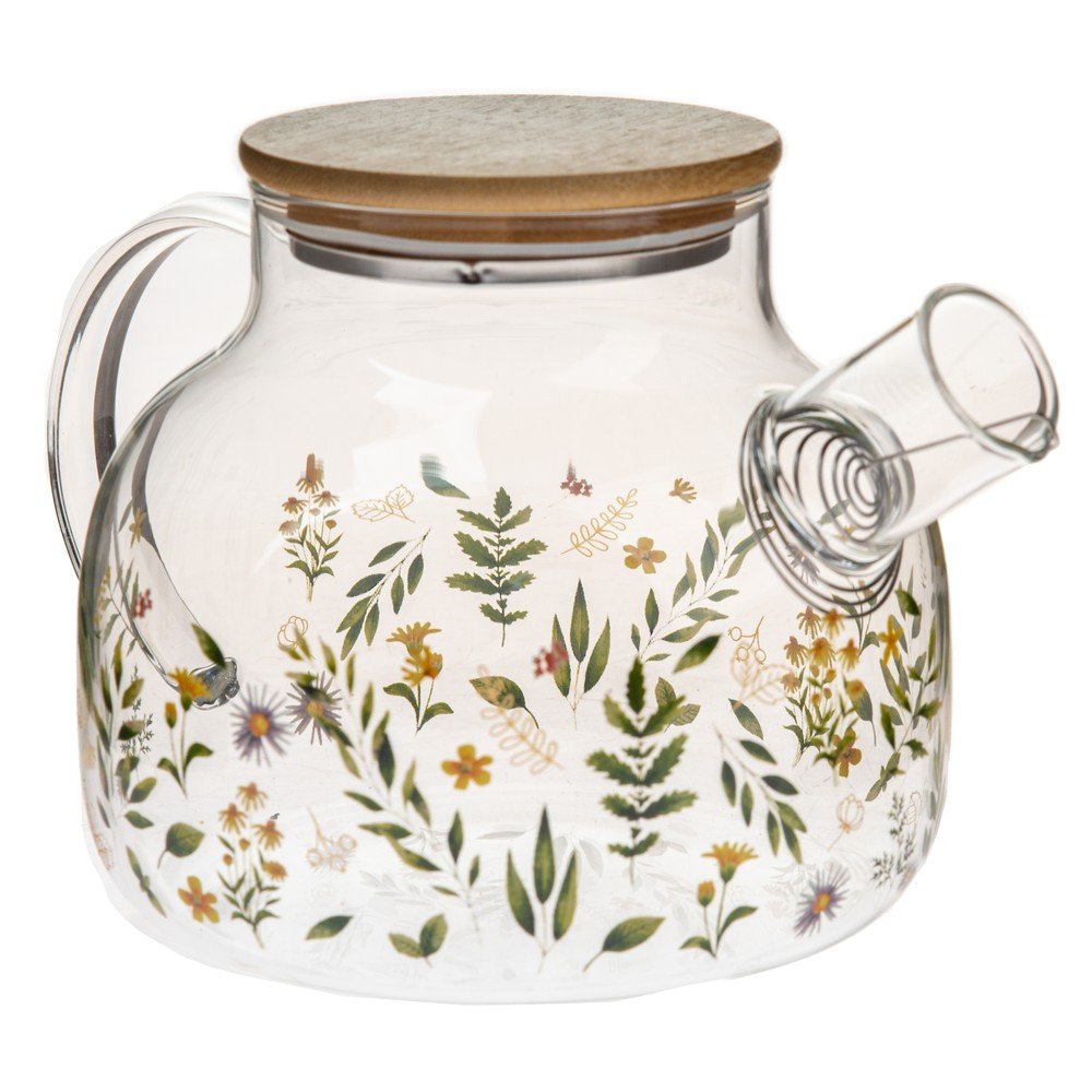 Zelená sklenená kanvica na čaj 1 l Wildflowers – Dakls
