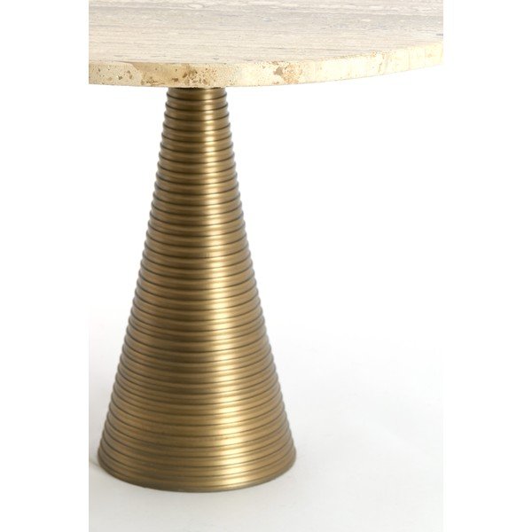 Okrúhly konferenčný stolík s doskou z kameňa v bronzovej farbe/v svetlo prírodnej farbe ø 50 cm Bahia – Light & Living-image-3