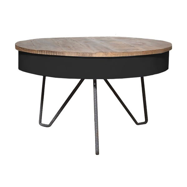 Čierny konferenčný stolík s doskou z mangového dreva LABEL51 Saria